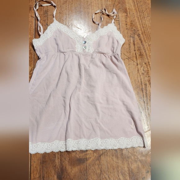 Volcom Lace Trim Pink Sleeveless Top Size S - Picture 1 of 4
